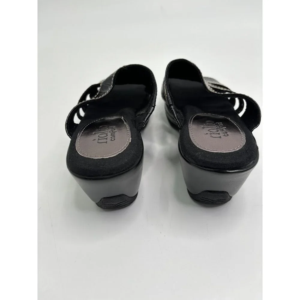 Rialto Velocity Open Toe Slip On Clogs Comfort Sandals Croc Print Black 7.5 M - Picture 4 of 6